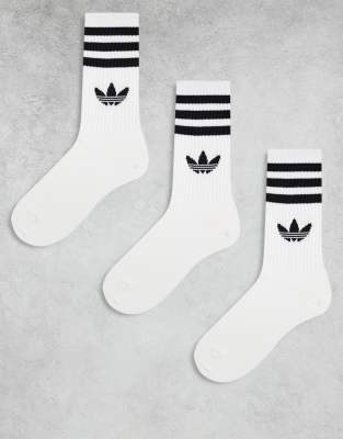 adidas Originals - adicolor - 3er-Pack Crew-Socken in Weiß mit Dreiblattlogo