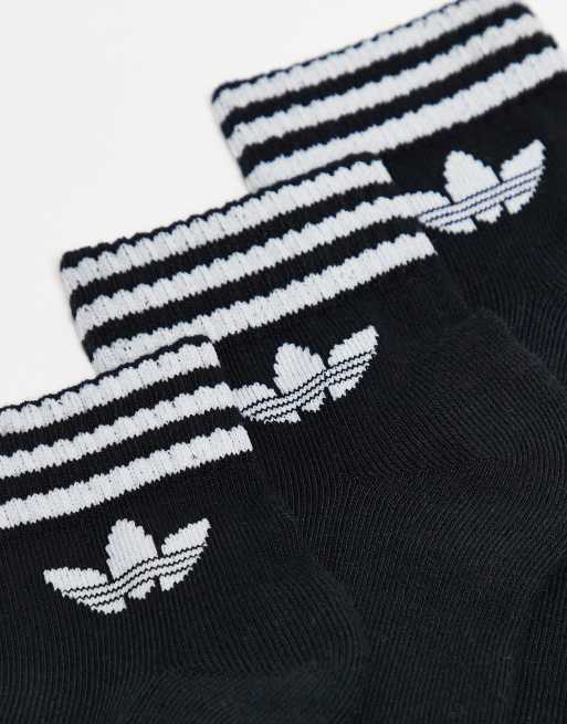 adidas Originals – adicolor – 3er-Pack Knöchelsocken in Schwarz mit Dreiblattlogo, 3 von 3
