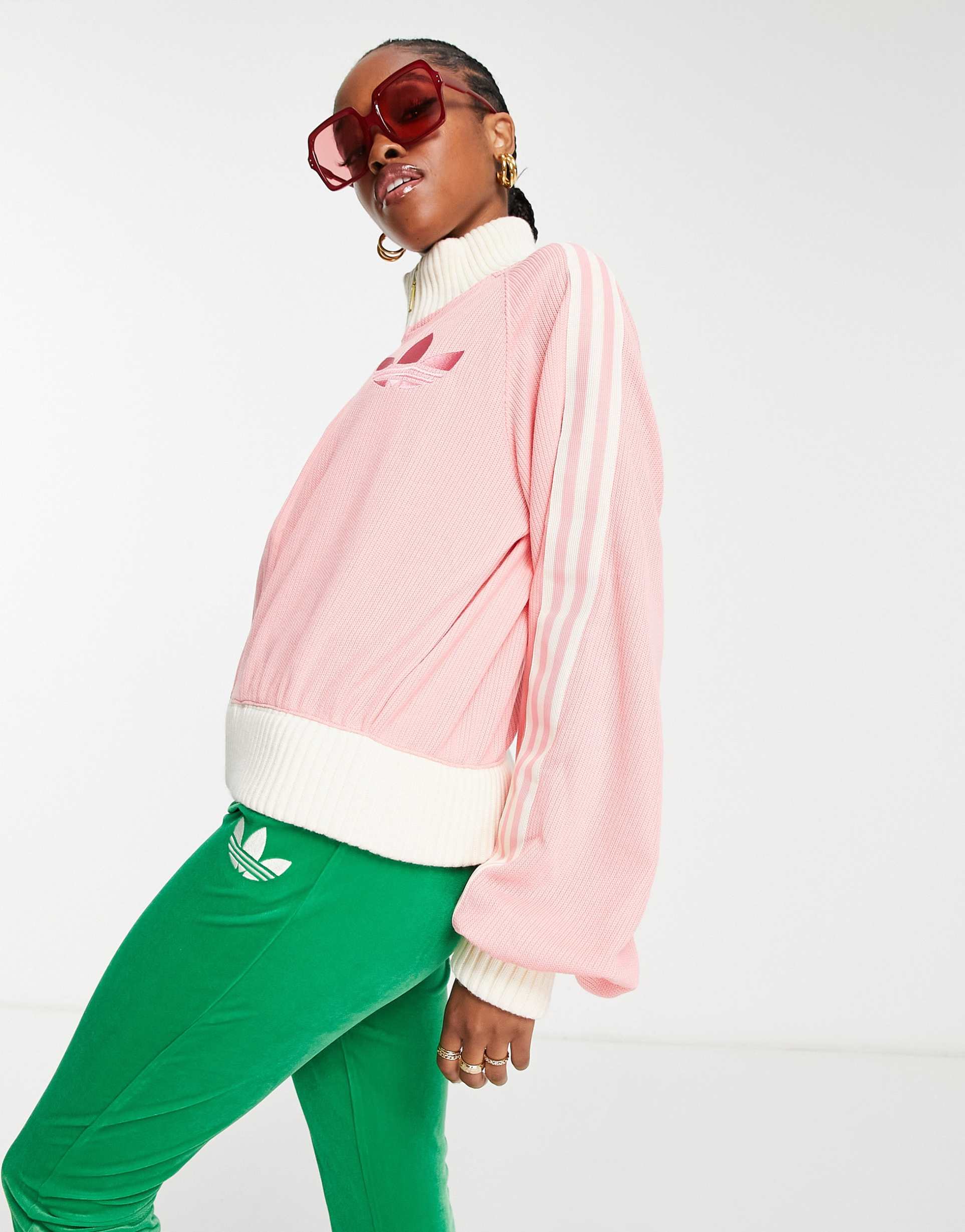 adidas Originals 'adicolor 70s' blouson track top in pink view 2
