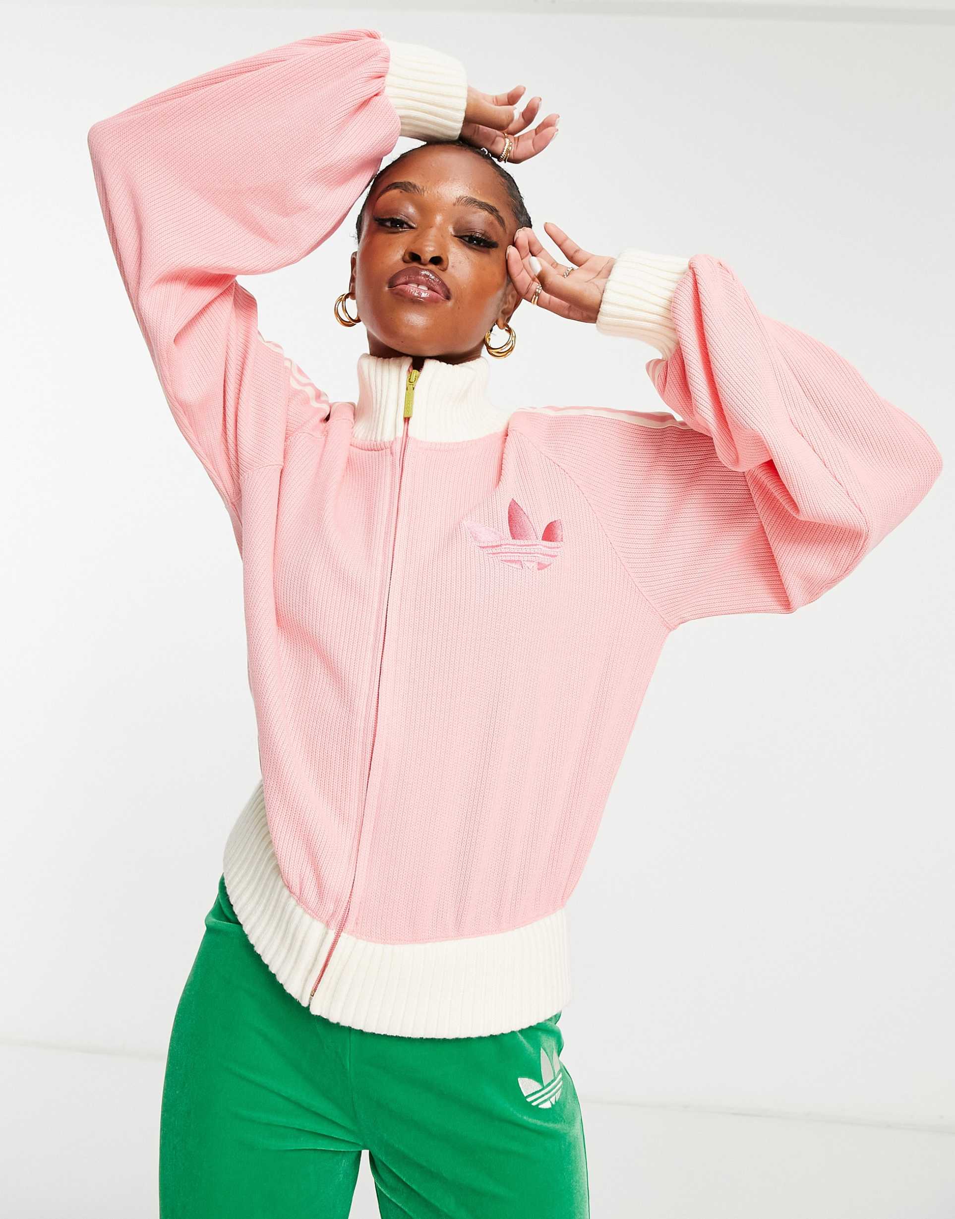 adidas Originals 'adicolor 70s' blouson track top in pink view 4