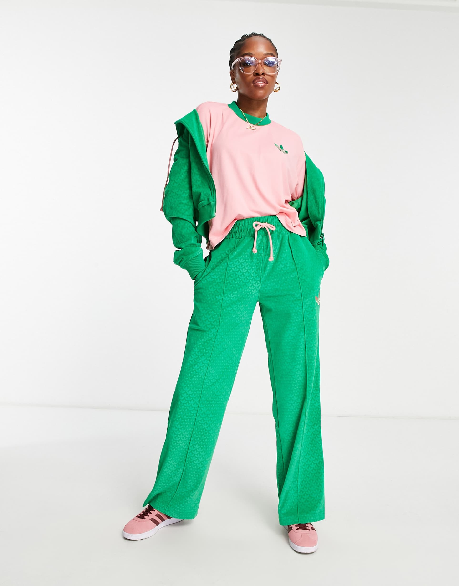 adidas Originals 'adicolor 70s' cropped trefoil t-shirt in pink