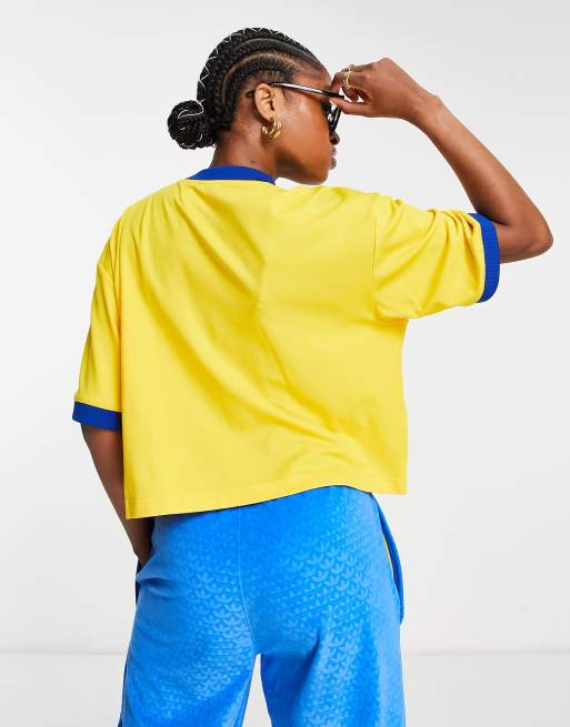 Yellow adidas trefoil t shirt sale