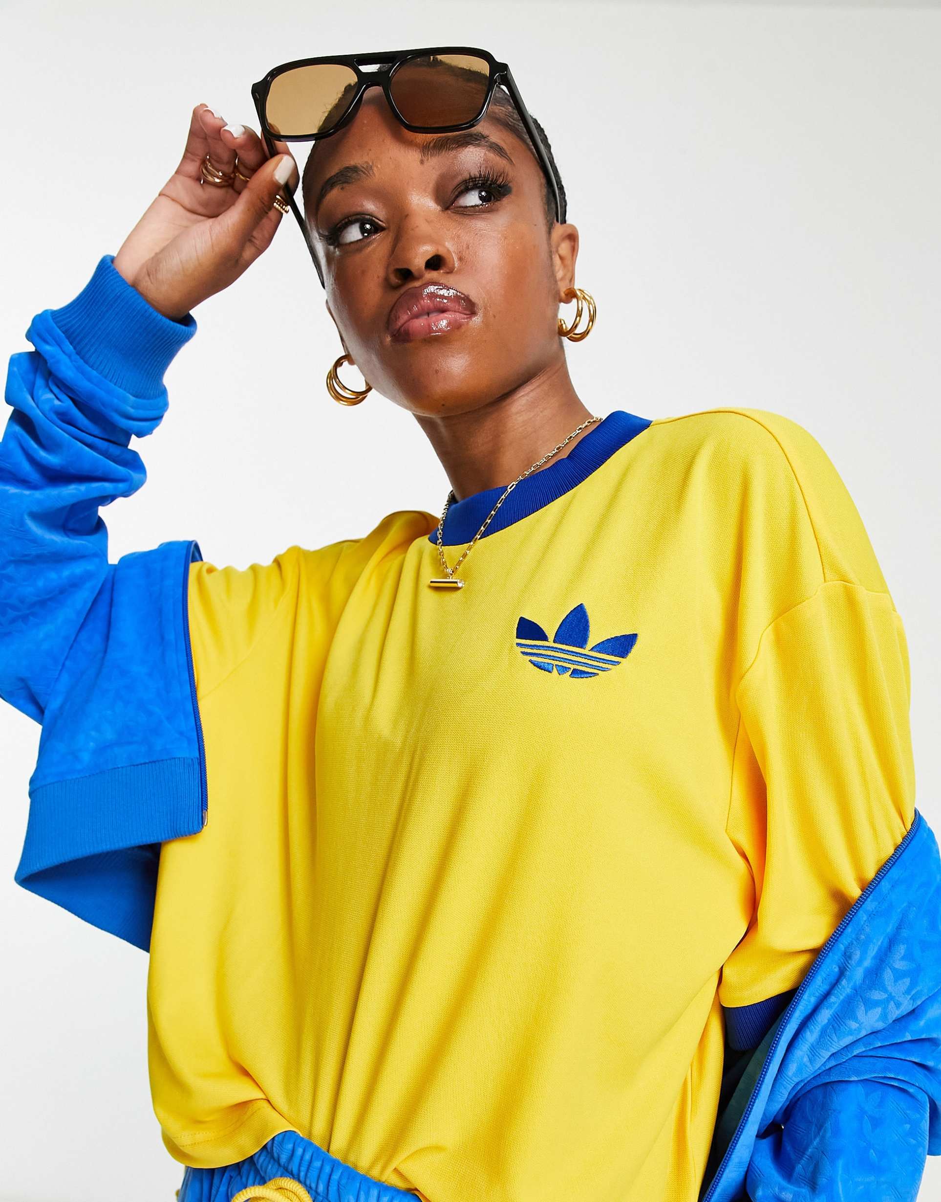 adidas Originals 'adicolor 70s' cropped trefoil t-shirt in yellow view 4