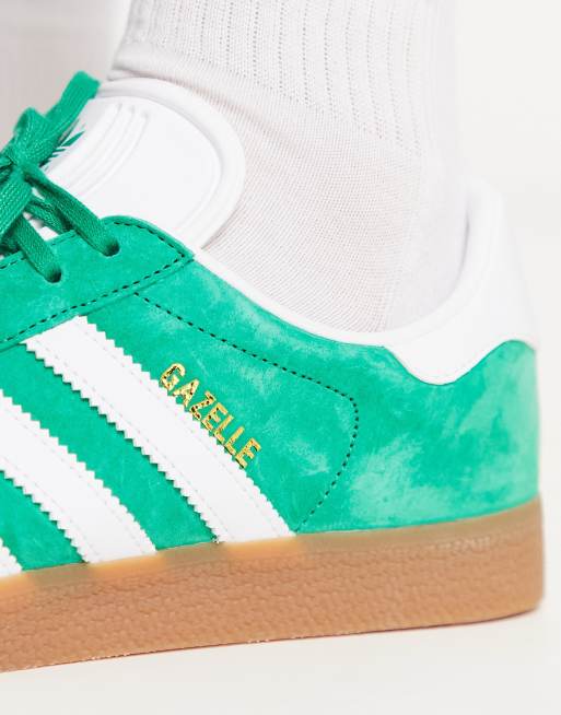 adidas gazelle silver green womens adidas Gazelle ADV Shoes - Unisex - Green / Cloud White / Gold main image 1