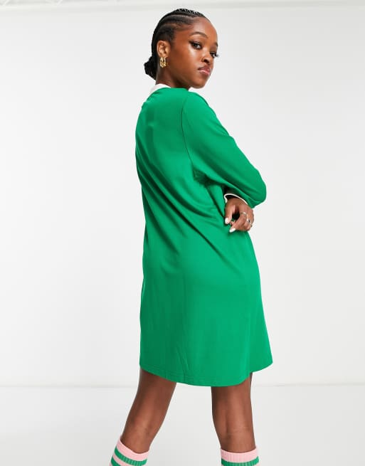 adidas Originals adicolor 70s long sleeve dress in green ASOS