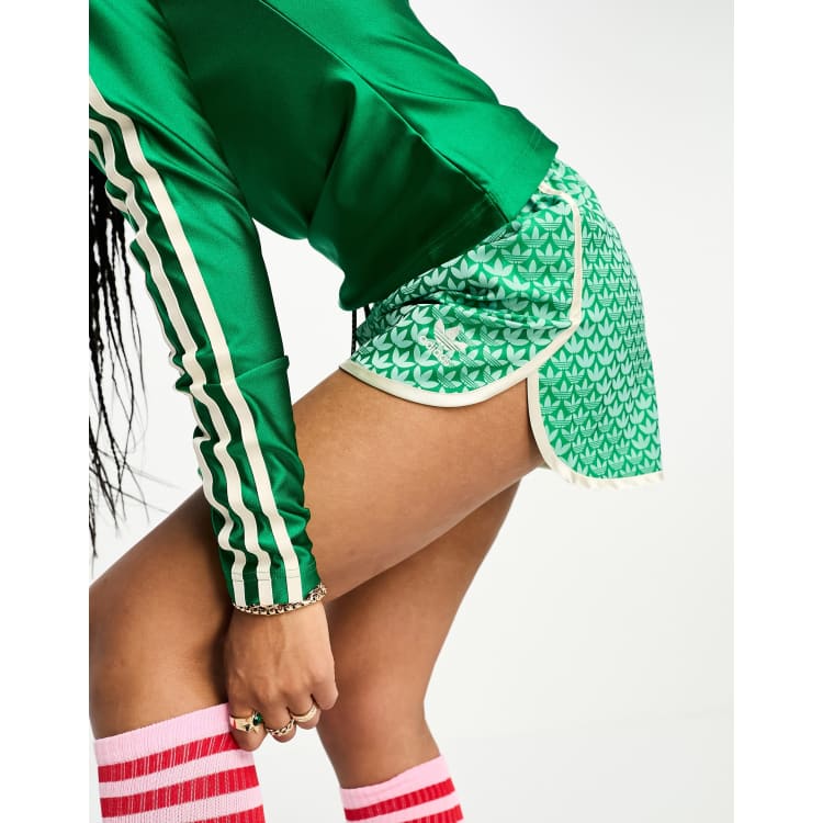 adidas Originals adicolor 70 s monogram runner shorts in green