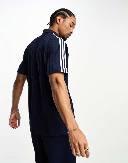 adidas Originals adicolor 70's short sleeve striped polo in navy