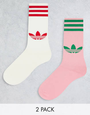 adidas Originals 'adicolor 70s' unisex 2 pack knee high socks in multi - ASOS Price Checker