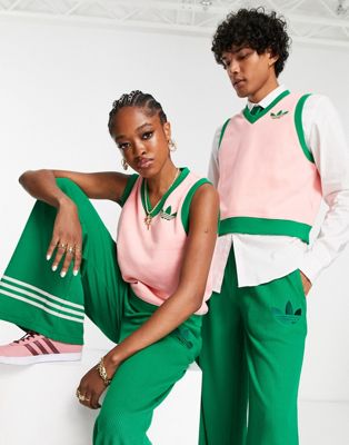 adidas Originals 'adicolor 70s' unisex cropped sweater tank in pink - ASOS Price Checker