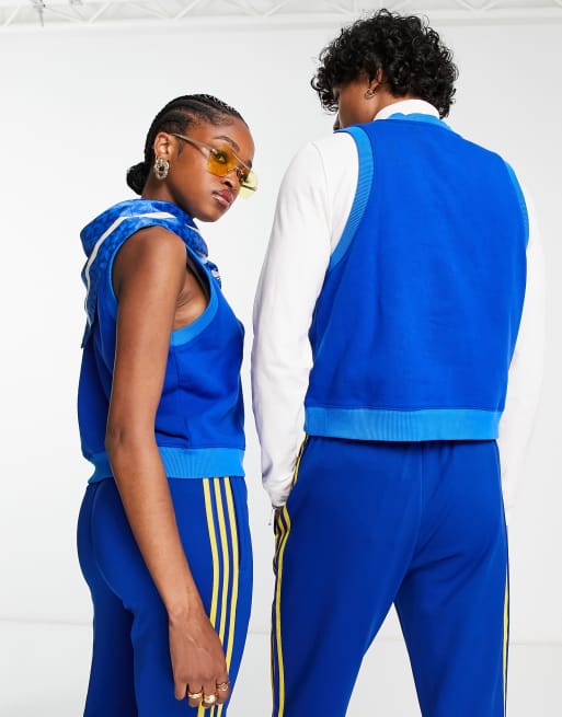 adidas Originals 'adicolor 70s' unisex cropped sweater vest in blue | ASOS