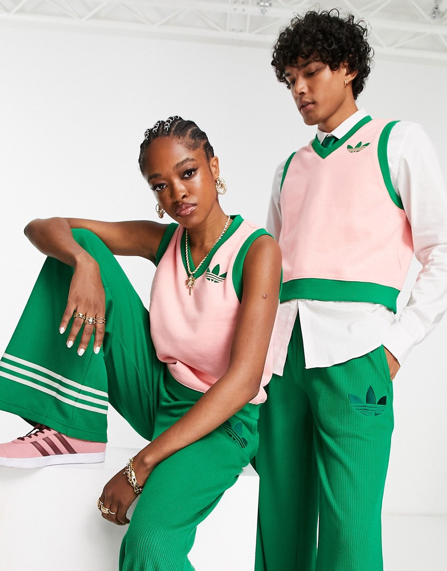 adidas Originals ’adicolor 70s’ unisex cropped sweater vest in pink