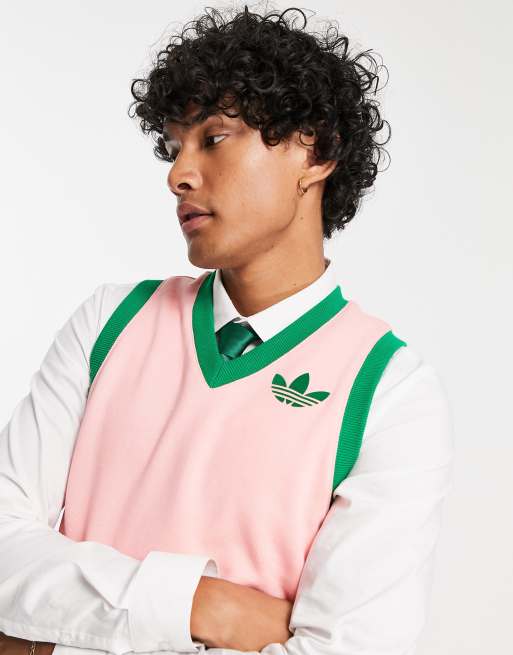 adidas Originals 'adicolor 70s' unisex cropped sweater vest in pink | ASOS