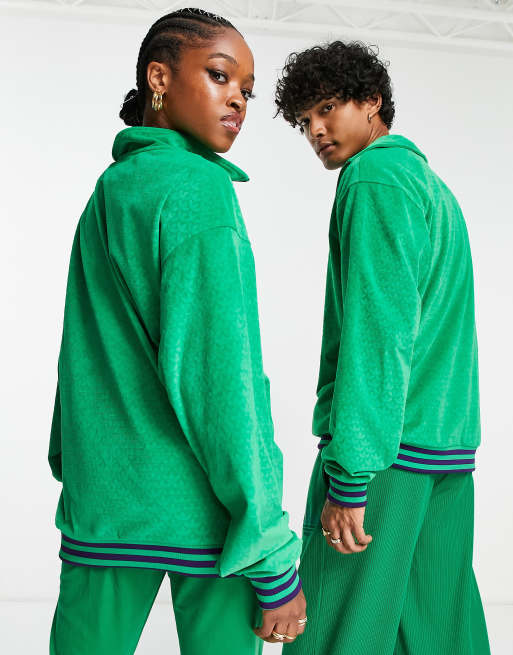 adidas Originals 'adicolor 70s' unisex wide leg pants in green