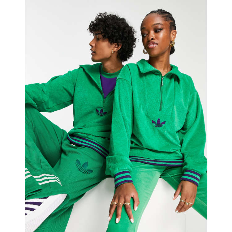 Adidas green velour tracksuit shop