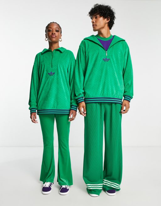 Green velour adidas tracksuit deals