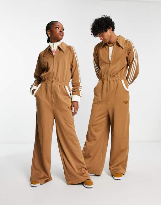 adidas Originals 'adicolor 70s' unisex jumpsuit in brown | ASOS