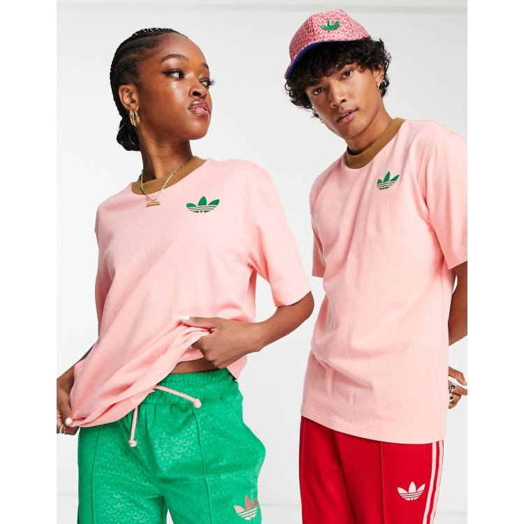 adidas Originals adicolor 70s unisex large trefoil t shirt in pink