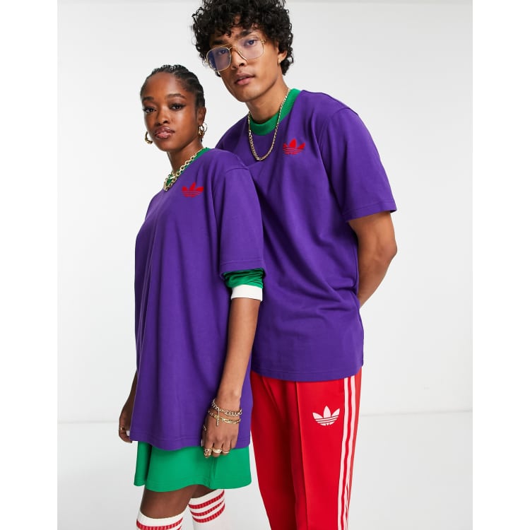 adidas Originals adicolor 70s unisex large trefoil t shirt in purple