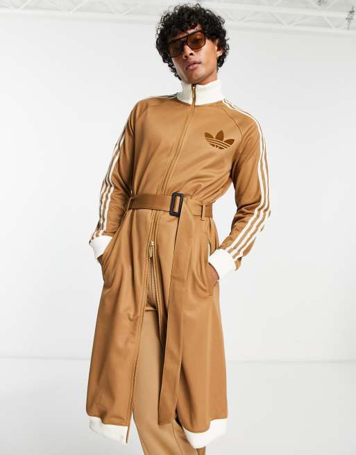 adidas Originals 'adicolor 70s' unisex long coat in brown | ASOS