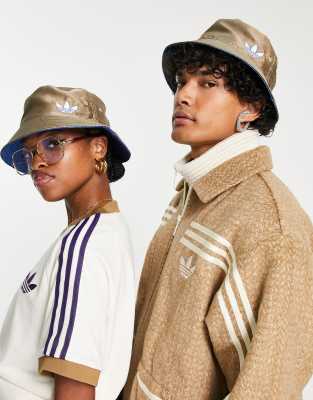 adidas Originals 'adicolor 70s' unisex monogram bucket hat in brown