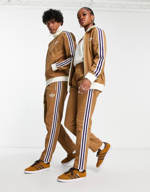 adidas Originals 'adicolor 70s' unisex striped track bottom in brown