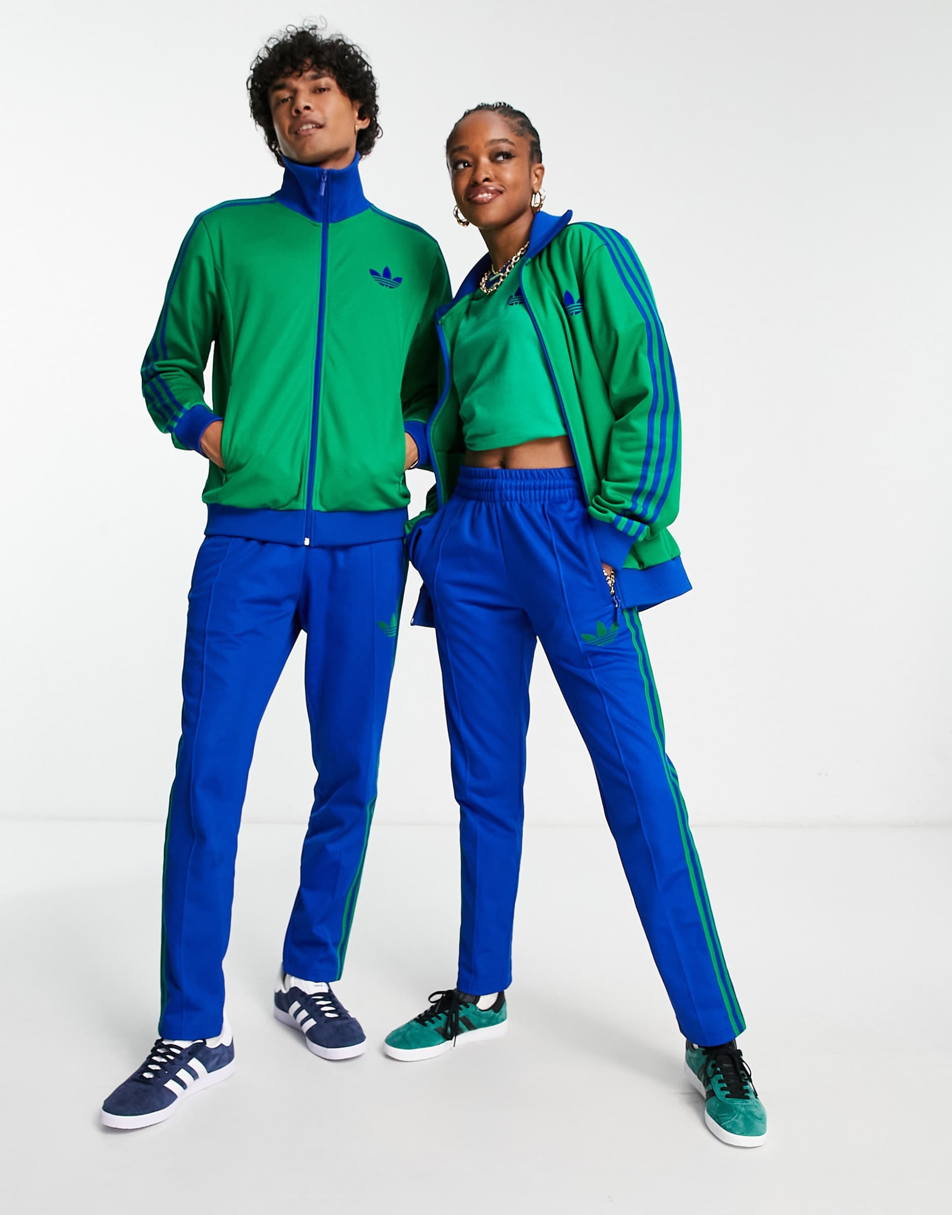 adidas Originals 'adicolor 70s' unisex striped track bottom in navy view 2
