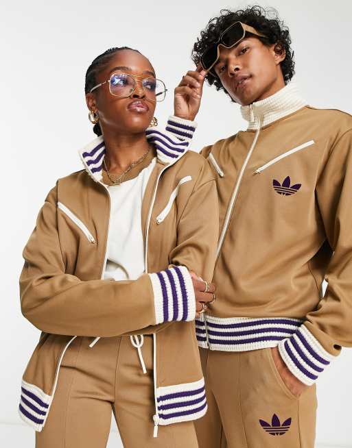 adidas Originals 'adicolor 70s' unisex track top in brown