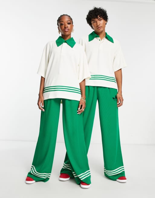 adidas Originals 'adicolor 70s' unisex wide leg pants in green