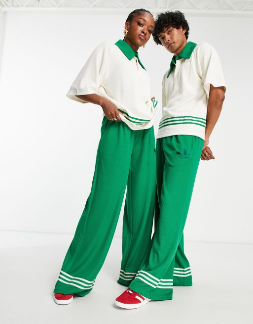 adidas Originals 'adicolor 70s' unisex wide leg pants in green