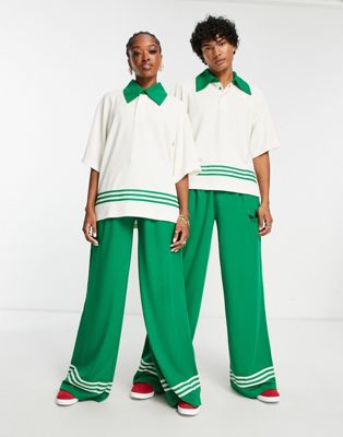 adidas Originals 'adicolor 70s' unisex wide leg trouser in green