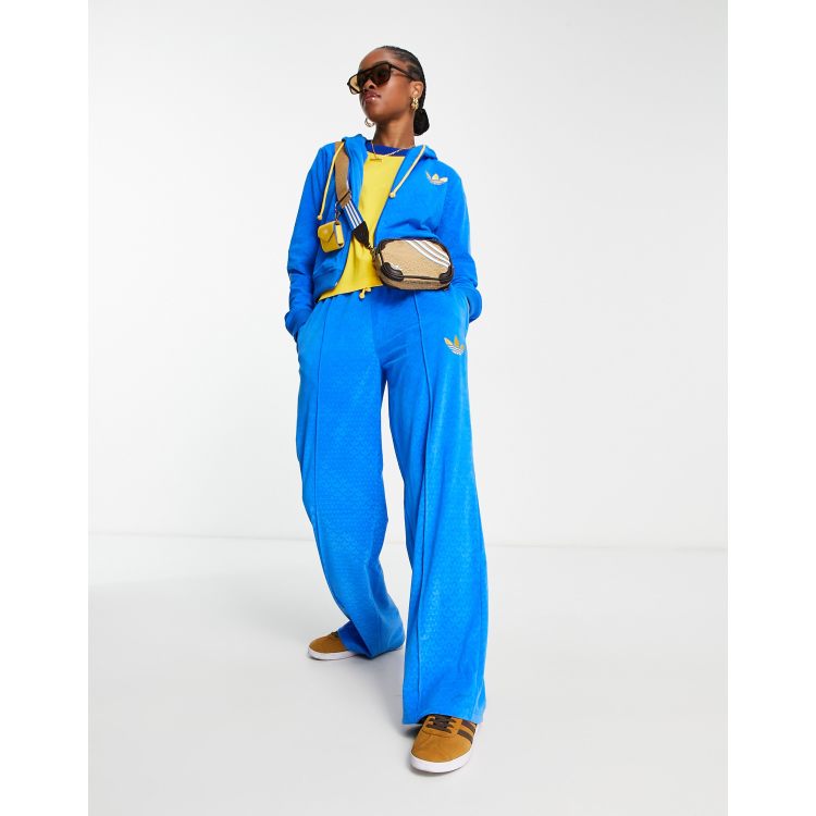 adidas Originals adicolor 70s velour track pant in blue ASOS