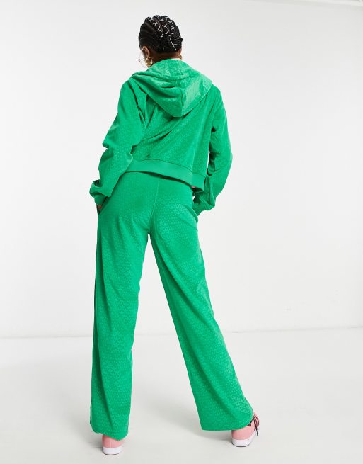 adidas Originals 'adicolor 70s' velour track pant in green