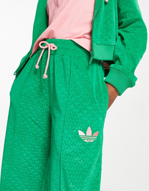 adidas Originals 'adicolor 70s' velour track pant in green