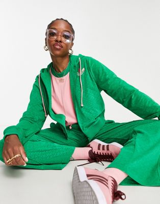 adidas Originals 'adicolor 70s' velour zip hoodie in green | ASOS