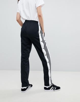 adidas originals mixed stripe popper pants in black and white