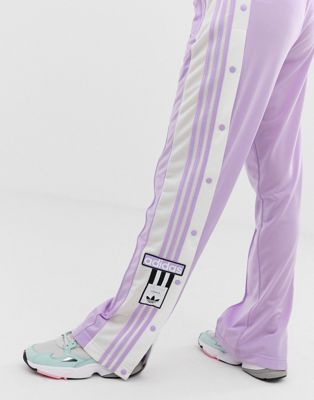 lilac adidas popper pants