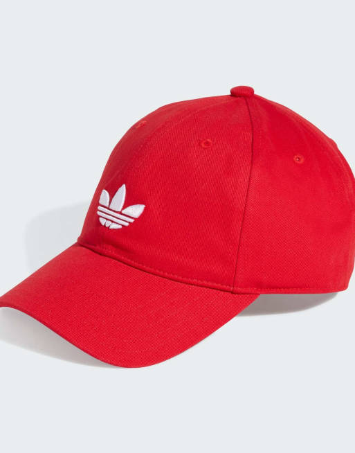 adidas Originals – Adicolor – Baseball-Kappe in Better Scarlet klassischem Dreiblatt-Logo