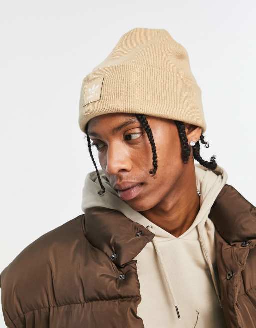 adidas Originals - adicolor - Beanie met logo op de rand in beige