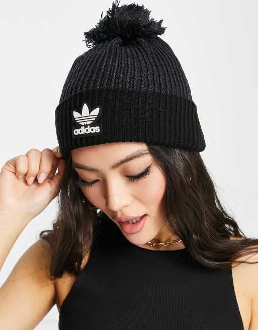 adidas Originals adicolor Beanie met pompon in zwart ASOS