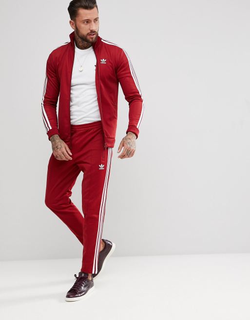 adidas Originals Beckenbauer Sweatpants In Skinny Fit In Burgundy CW1270 | ASOS