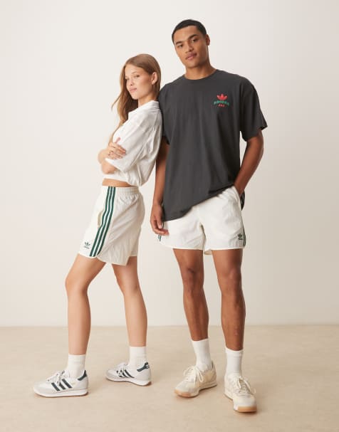 adidas Originals Adicolor sprinter shorts in white and green