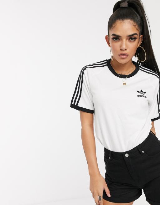 adidas – Originals – adicolor Biały T-shirt z trzema paskami