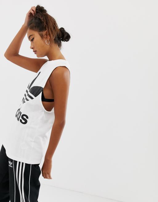 Adidas trefoil tank white hotsell