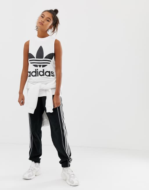 Adidas trefoil tank white outlet