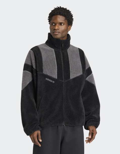 adidas Originals Adicolor blocked fleece track top in black - view 1