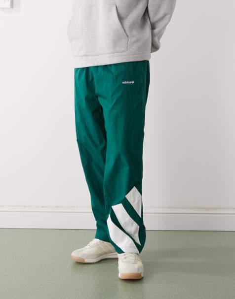adidas Originals Adicolor blocked trackpants in green and white
