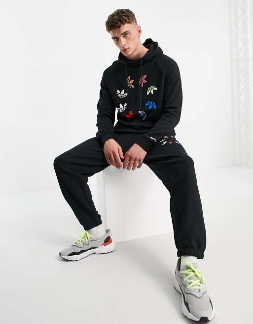 adidas Originals adicolor bold hoodie in black with multi branding