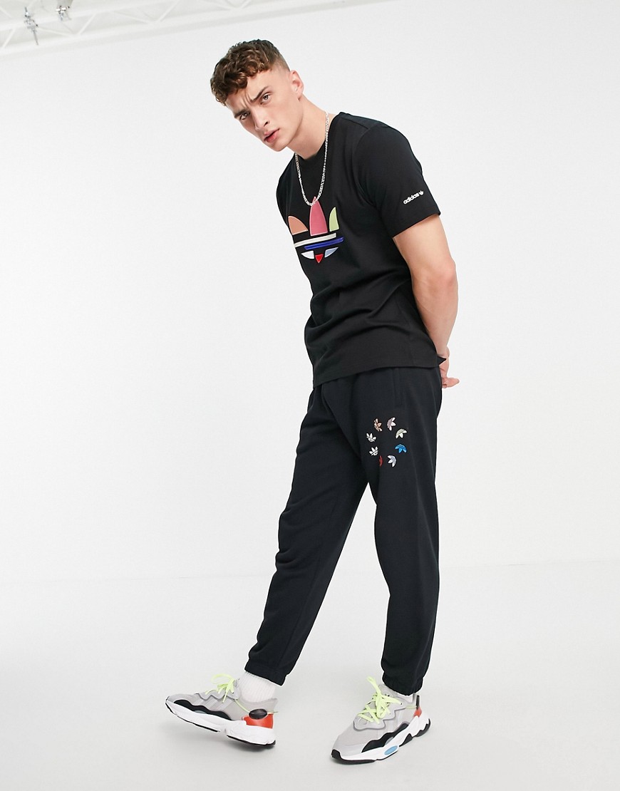 adidas Originals adicolor bold sweatpants in black with multi branding