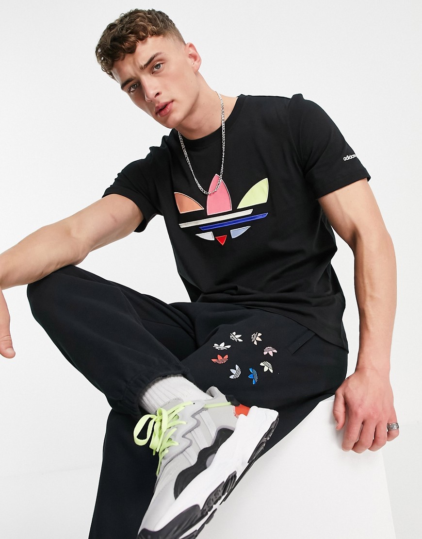 Adidas Originals adicolor bold t-shirt in black with multi branding