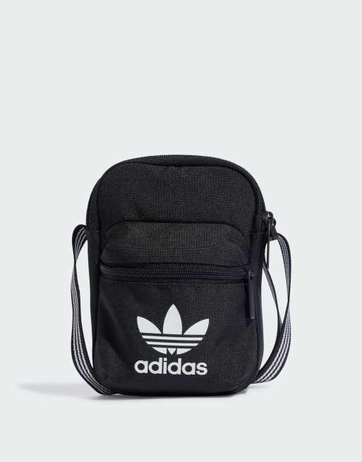 adidas Originals - adicolor - Borsa da spalla nera con trifoglio grande